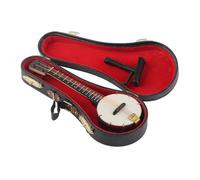 Pssopp Miniature Banjo Model, Basswood Construction Mini Musical Instrument Collection Dollhouse Accessories for Gifts Toys Decoration
