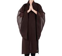 Pssopp Monk Buddhist Costume Robes Zen Robe Hemp Yarn Fabric Zen Buddhist Robe Meditation Gown Monk Training Suit Buddhist Shaolin Monk Kung fu Robe Meditation Long Gown Suit (36#)