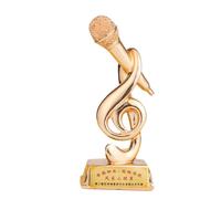 Pssopp Music Award, Electroplated Gold Resin Unique Microphone Design | Symbolizes Great Achievement, Bright Finish, Lightweight For Easy Presentation, For Talent Show Singing Contest