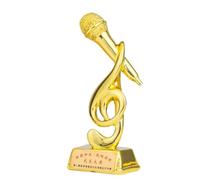Pssopp Music Award, Electroplated Gold Resin Unique Microphone Design | Symbolizes Great Achievement, Bright Finish, Lightweight For Easy Presentation, For Talent Show Singing Contest