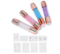 Pssopp Nail Art Stampers Manicure Stamper Kit Nail with Crystal Clear Silicone Resin Double Ended Design Faster Stamping for Home Salon