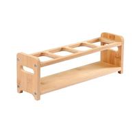 Pssopp Oil Bottle Rack,Wooden Kitchen Spice Organizer Shelf Rack with Anti Slip Rubber Pad 4 Hole Olive Oil Dispenser Shelf Oil Bottles Storage Shelf for Kitchen Cabinet (Square Slots)