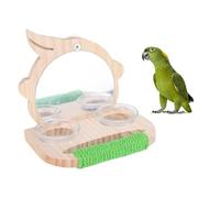 Pssopp Parrot Cage Feeder Bowls Stand, Interactive Mirror Design Increase Enjoyment Bird Perch Stand Feeding Dish Cups for Cockatiel Cage Accessories