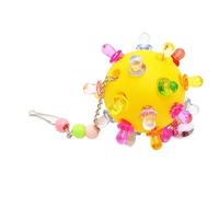Pssopp Parrots Cage Bells Ball, Plastic Interactive Bird Hanging Ball Parakeet Chewing Treat Toy for Cockatiel Conure Lovebird Dog Puppy Cat (Yellow)