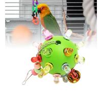 Pssopp Parrots Cage Bells Ball, Plastic Interactive Bird Hanging Ball Parakeet Chewing Treat Toy for Cockatiel Conure Lovebird Dog Puppy Cat (Green)