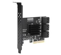Pssopp PCIe Expansion Card, ASM1166 Controller Adapter with 6 III 6Gbps Ports, LED Indicators and Heat Sink, Plug and Play for NAS Desktop Server