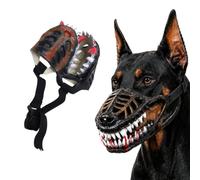 Pssopp Pet Cosplay Muzzle, Realistic Teeth Adjustable Latex Costume S | Air Holes Let Dogs Breathe Easy, Elastic Straps Stay On, Latex Construction, For Halloween Parties Pet Photos