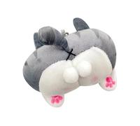Pssopp Plush Butt Doll Keychain, Cute Cheeky Pendant. Add a Touch of Fun and Fashion, Express Your Trend. Lovable Animal Design, Compact Size. Stand Out with Plush Fabric (Grey Cat)