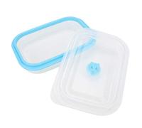 Pssopp Portable Lunch Box, Food Grade Silicone Collapsible Food Container 600ml, Microwave Safe Folding Design, Resistant, for School Office Picnic Outdoor Use (Blue)