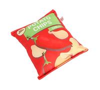 Pssopp Potato Chips Plush Dog Toy with Built in Rattling Paper and Squeaky Sound, Bite Resistant Snack Bag Toy for Puppy (Chili Red)