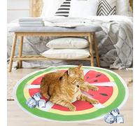 Pssopp PVC Pet Cooling Mat Round Water Cooling Cushion Foldable Cooler Pad for Cats Dogs Summer 14.2in (Watermelon)