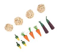 Pssopp Rabbit Chew Toys, Rattan Ball and Corn Husk, Teeth Care Toys for Guinea Pig Hamsters, Fun Chew Set for Small Animals