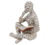 Pssopp Reading Woman Statue, Abstract Thinker Sculpture Modern Resin Figurine, Hand-Painted Bookshelf Decor for Living Room Office Desk Table, Unique Book Lover Gift for Readers