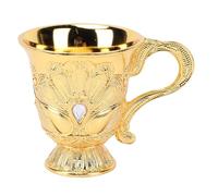 Pssopp Retro Metal Wine Glass, Zinc Alloy Vintage Drinking Cup for Whiskey Coffee Unique Design Multi Beverage Support for Home Bar Men Women (Handle Gold)