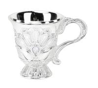 Pssopp Retro Metal Wine Glass, Zinc Alloy Vintage Drinking Cup for Whiskey Coffee Unique Design Multi Beverage Support for Home Bar Men Women (Handle Silver)
