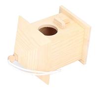 Pssopp Rustic Wooden Bird House with Hanging Rope and Perch for Small Birds Pet Supplies Unfinished Pine Birdhouse for Garden Decoration