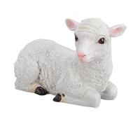Pssopp Sheep Figurine Lying Down Lamb Garden Sculpture Resin Sheep Ornament Animal Sheep Lawn Ornament Garden Sheep Statue for Outdoor Indoor (24x12x15cm / 9.4x4.7x5.9in)