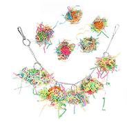Pssopp Shredding Toy for Birds Parrots Chewing and Biting Features Colorful Paper Hanging for Parakeet Indoor Play