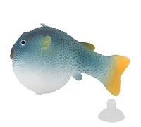 Pssopp Simulation Puffer Fish Glowing Rubber Pufferfish Decoration with Thread Suction Cup for Aquarium Fish Tank Decor (Blue)