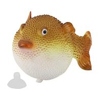 Pssopp Simulation Puffer Fish Glowing Rubber Pufferfish Decoration with Thread Suction Cup for Aquarium Fish Tank Decor (Orange)