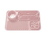 Pssopp Slow Feeder Mat, Food Grade Silicone 3 Textured Zones Wave Beehive Raised Patterns Pet Lick Pad Extends Licking Time for Cat Dogs Anxiety Relief (Pink)