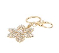 Pssopp Snowflake Keychain, Premium Rhinestone Snowflake Pendant Keyring with Lobster Clasp for Women Girls Handbag Car Keys Zinc Alloy Sparkling White Charm