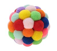 Pssopp Soft Colorful Plush Ball Toy for Dogs Puppies and Cats with Bell Interactive Chew Exercise Training Toy Play (M)