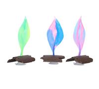 Pssopp Soft Silicone Fish Tank Leaf Decorations Artificial Aquarium Aquatic Plants, Ocean Scenery Ornament Kit, Blue Pink Green Bark Sucker, Suitable for Freshwater Saltwater Environments