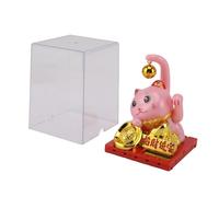 Pssopp Solar Powered Lucky Cat, 9x9x11.5cm Arm Waving Fortune Cat Maneki Neko Welcoming Waving Arm Up Wealth Fortune with Vibrant Colors and Energy Saving, Auspicious Decoration for (Large)