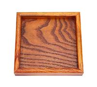 Pssopp Square Solid Wood Tea Tray, Premium Wooden Serving Tray with Raised Edges for Coffee Sushi Drinks Snacks At Home Cafe Restaurant (12.5 * 12.5cm)