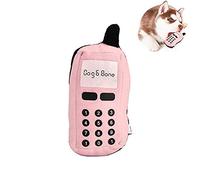 Squeaky Plush Cell Phone Toy Dog Chew Toy Pet Chew Squeaker Toys Funny Mobile Phone Shape Interactive Toy for Dog Cat(Pink)