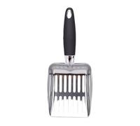 Pssopp Stainless Steel Cat Litter Scoop, with Deep Sieve and Long Handle (Gray Handle)