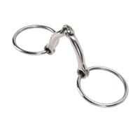 Pssopp Stainless Steel Horse Bit Stainless Steel Double Ring Snaffle Bit, Jointed Mouthpiece Fit for English Western Horse Riding Training Nan