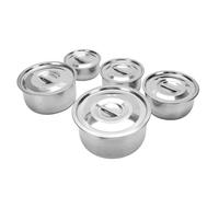 Pssopp Stainless Steel Soup Pot Set, 5PCS Nonstick Induction Stock Pots with Glass Lids, Dishwasher Safe for Cooking Soup, Pasta, Canning and Boiling