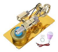 Pssopp Stirling Engine Model Generator, Zinc Alloy Metal Frame Physics Experiment Toy with Light Bulb, for Science Education Classroom Teaching Prop