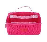 Pssopp Travel Mesh Makeup Pouch Mesh Cosmetic Bag, Travel Makeup Pouch Semi Transparent Toiletry Organizers for Business Trips Daily Commutes Nan (Rose Red)