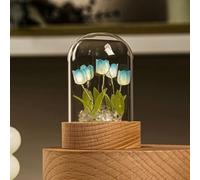 Pssopp Tulip Night Light LED Table Decor with Handmade DIY Romantic Ambiance for Desktop Bedside Gift (Blue)