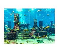 Pssopp Underwater World Aquarium Backdrop Tropical Fish Fish Tank Wall Sticker Aquarium Background Underwater Poster PVC Self-adhesive Decor Wall Paper Aquatic Underwater Decor Decals(91 x 50 cm)