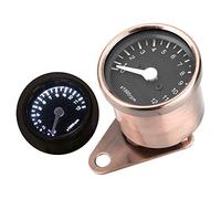 Pssopp Universal LED Motorcycle Tachometer Speed Meter, RPM with Easy-to-Read LED Display, Compact Mini Size, Light Weight, RPM Meter, Professional Manufacturing, (Dark Copper Plating)