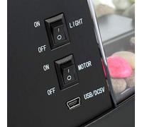 Pssopp USB Mini Aquarium Fish Tank with LCD Digital Display Clock and Colorful LED Light for Desk Decor Pen Storage (Black)