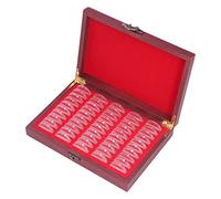 Pssopp Vintage Coin Holder with Large Capacity Storage for 30mm Coins, Exquisite Wooden Storage Box for Collection, 50 Pieces for Exhibitions and Collections