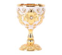 Pssopp Vintage Embossed Goblet Set, Floral Relief Engraved Ceremonial Drinkware for Wedding Anniversary Home Decor (Gold White)
