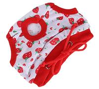 Pssopp Washable Wonders Female Diaper, Cotton Reusable Nappies with Strawberry Pattern, Adjustable Leakproof Pants for Small Dogs (S #11)