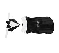 Pssopp Wedding Dress for Elegant Pets Classic Dogs with Vertical Stripes Tuxedo Costume for Polyester Material for Weddings and Birthday Parties (XS)