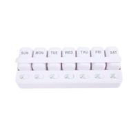 Pssopp Weekly Tablet Organizer, 7 Day Compartment Pills Box Case with Reminder for Vitamins Medication Supplements and More (White)