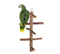 Pssopp Wood Small Bird Perch Stand, Bird Toy Rotating Ladder with 10 Branches, for Budgies, Parakeet, Cockatiel, Easy to Hang, Suitable for Small Pet, Provides Fun Exercise and