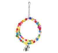 Pssopp Wooden Swing Hanging Toy with Bell for Climbing Exercise, Stylish Block Toy for Small Medium Parrots, Bird Cage Accessory for Chewing Care