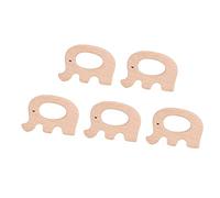 Pssopp Wooden Teething Ring, Elephant Baby Teether Wood Chew Toy, Pain Relief for Infants, Ideal for Strollers and Cribs (Elephant)