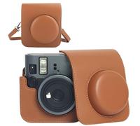 pssped Protective Camera Case Compatible with Fuji Instax Mini 41 Instant Camera, Custom Fit PU Leather Bag with Photos Pocket and Adjustable Shoulder Strap, Compact Carrying Storage (Brown)