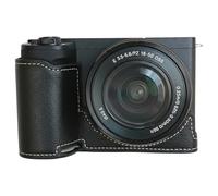 pssped Protective Camera Case Compatible with Sony Alpha ZVE10 II ZV-E10 II Camera, Custom Fit PU Leather Bag with Opening Bottom & Hand Grip Design, Compact Carrying Storage (Black)